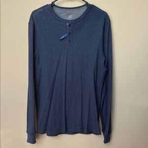 George Men's Navy Long Sleeve Henley Shirt